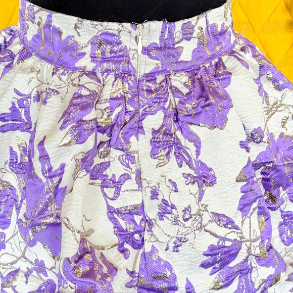 Buru Teagan Lavender Ruffle Tiered Brocade Midi Statement Dopamine Skirt Size S - Picture 5 of 15